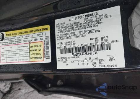 2014 Ford Fusion Titanium z USA, uszkodzony, nr VIN 3FA6P0K9XER349634